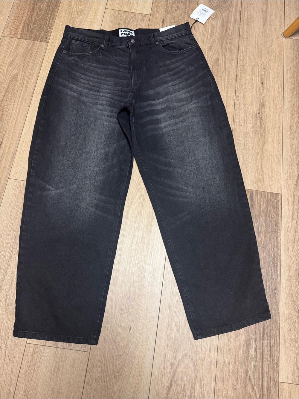 KBB by Kahlana NWT 14 Black denim mid-Rise BARREL Jeans - Picture 4 of 8